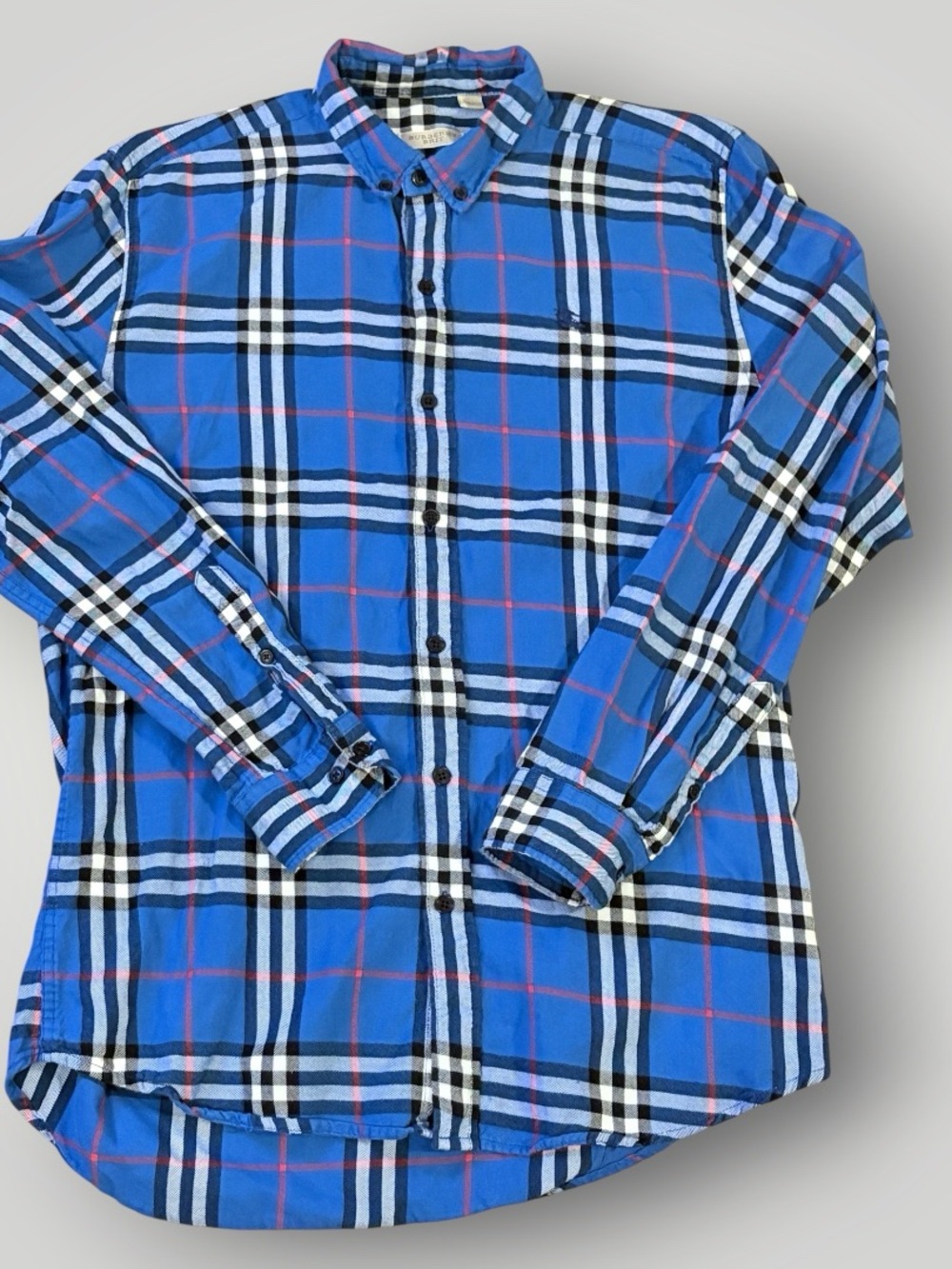 Burberry Brit Men's Blue Plaid Flannel Button Down Shirt